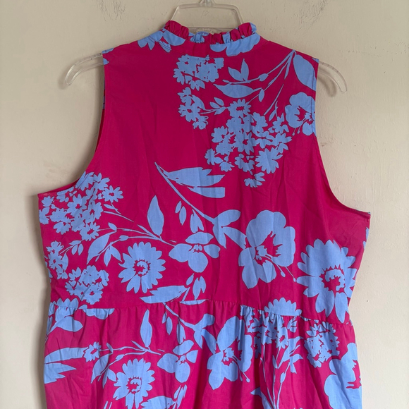 Women's 52seven Pink & Blue Floral Sleeveless Tiered Babydoll Dress XL - Picture 7 of 14
